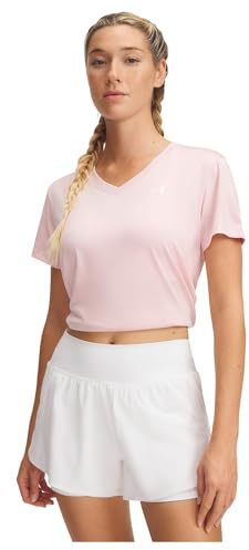 Under Armour T-Shirt Tech Twist à Manches Courtes et col en V pour Femme, (647) Rose Prime / / Blanc, XX-Large