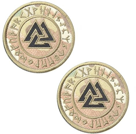 2 parches de camuflaje Norse Valknut Viking Odin con hook and loop parches vikingos piratas vikingos Odin parche moral para bolso, mochilas, ropa, gorras, uniformes, motociclistas, chaleco para