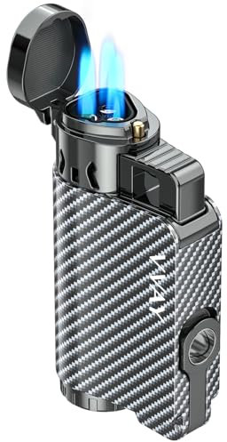 VVAY Mechero Jet Flame de Gas Recargable con 3 Llamas Tipo Soplete, Sin Gas Incluido
