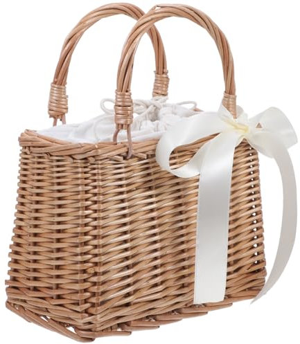 TOVINANNA Weiden-Picknickkörbe mit Griff, Rattan-Weidenkorb mit Einsatz, Weiden-Picknickkorb, geflochtener Korb für Küche, Hochzeit, Picknick, Osterparty
