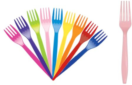 Forchette Riutilizzabili in Plastica Colorata, Lavabili in Lavastoviglie, per Torte, Feste, Confezione da 24 pezzi (Rosa)