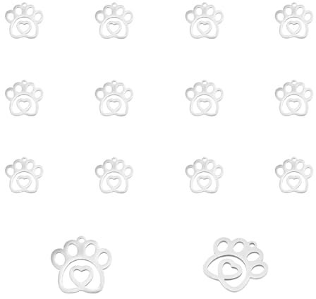 UNICRAFTALE 14 Stück Tier Anhänger Katzen Hundepfoten Anhänger Flacher Pfotenabdruck Anhänger Edelstahl Anhänger Mit Metall Herzförmigem Fußabdruck Anhänger Für Die Schmuckherstellung DIY Armbänder