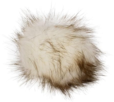 Fell Pompom mit Druckknopf 12-14cm - Fellbommel Bommel Mützenbommel (Beige)