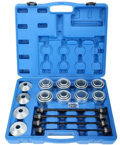 FreeTec 28-TLG Silentlager Satz, Radlager Presse Abzieher Buchsen Werkzeug Druckhülsen Set mit Aufbewahrungskoffer, Abzieher Ausdrücker Montage Demontage für Auto, PKW, LKW
