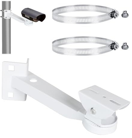 SUPAWAY Universelle Überwachungskameras Halterung mit 2 Verstellbaren Schlaufen Ø200 mm, Eckhalterung für Kamera, Vertikale Montage Stangenhalterung für Dahua Bullet und PTZ Kameras Innen Außenbereich