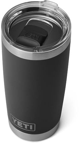 YETI Rambler Tumbler, vakuumisolierter Edelstahlbecher mit Magslider-Deckel, Black, 20 oz (591 ml)