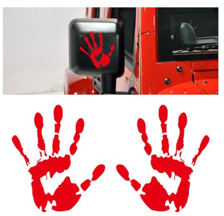 CGEAMDY Adesivi Decorativi Auto, Adesivo Decorativo Design Lo Specchio Auto, Adesivis Autos Cool Universal, Adesivo Impronta Mano Decorazione Autos, Adesivi Auto Impronte Mani(Rosso Riflettente)