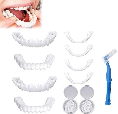 Dentier Sourire Parfait,Dentier Sourire Fausse,2 Paires Facette Prothese Dentaire,Faux Dentier Sourire Parfait,Facette Dentaire Haut Et Bas,Prothèse Dentaire Cosmétique,L Brosses Interdentaires