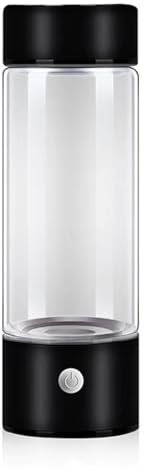 Portable Rechargeable Hydrogen Water Bottle, 420ML Portable Hydrogen Water Bottle Generator, Hydrogen Glass Water Ion Generator, Portable Hydrogen Water Ion Generator for Home Travel (Black)