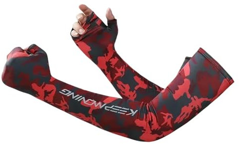 Gyios Manchette Gaming Manches De Printemps D'été À Cyclisme pour Hommes Sports Camouflage Extérieur Gant Femmes Armoines Protection Solaire-Rouge