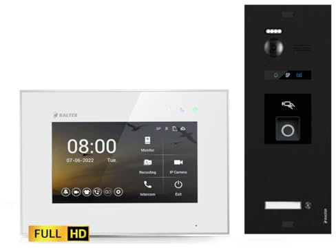 Balter by SCHUTZER EVO-HD-BLACK-FN-1FAM Türstation in Schwarz für 1 Teilnehmer mit Fingerprintmodul und Full HD Video (1080p), 2-Draht IP-Bus Technologie