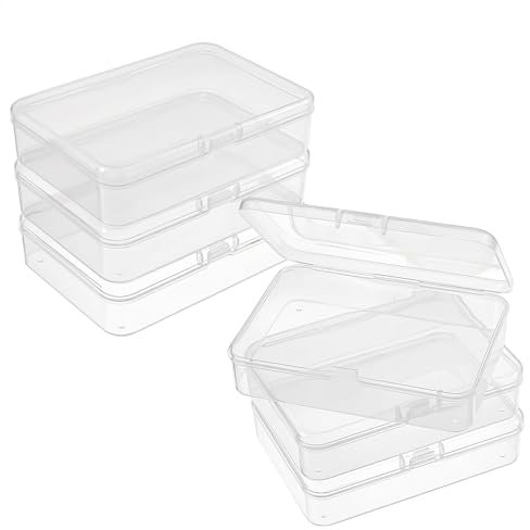 6Pcs Square Transparent Plastic Organize,Small Plastic Boxes with Lids,Mini Storage Box Clear Case Rectangle Containers with Lids for Organizing for Jewelry Beads Craft Supplies(4.13× 2.95 Inch)
