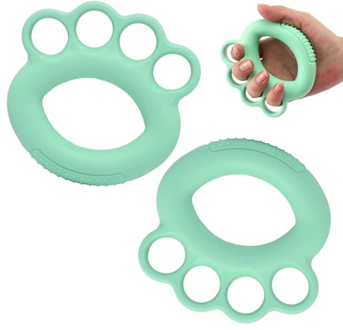 2Pcs Hand Exercise Ball Finger Grip Strengthener Exerciser Silicone Stress Balls for Adults Hand Exercise Green Squeeze Finger Exerciser Ball for Arthritis Elderly People Kids Hand Therapy Training