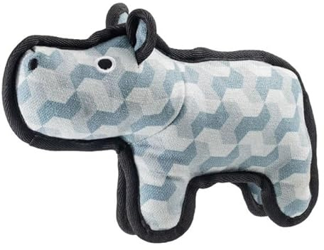 TUFFS Rhino Dog Toy – Extra Tough Grey Plush Squeaky Dog Toy for Aggressive Chewers – Durable Animal Chew Toy for Medium & Large Dogs – Reinforced Seams – Fun, Interactive Play & Training Toy