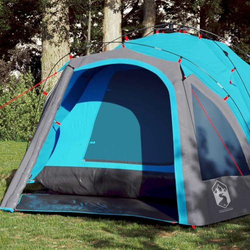 HaoChrymec Kuppel-Campingzelt 3 Personen Blau mit Quick Release System, Wasserdicht, Tunnelzelt, Pop Up Zelt, Leicht und Tragbar, 308 x 236 x 158.5 cm