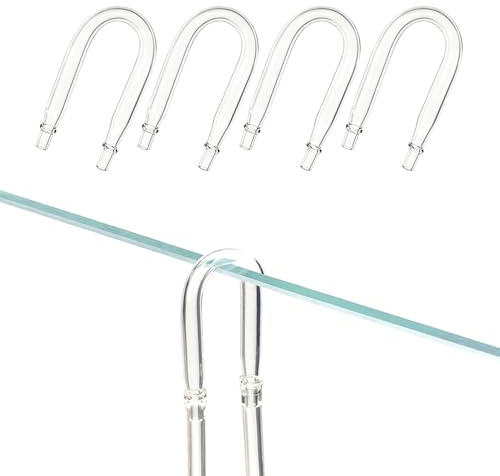 ​​LINLAN 4-Piece Aquarium Glass U-Tube Connector with Anti-Kink Design | for 4mm (5/16) ID Air Hose | Air Pump & CO2 Diffuser Accessory for Rimless Tanks​
