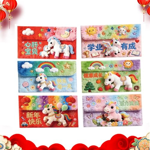 Enveloppes Rouges Du Nouvel An Chinois 2026 Année Du Cheval - 6 Pièces Fournitures de Fête - Pochettes Rouges Nouvel An 2026 | pour et Adolescents