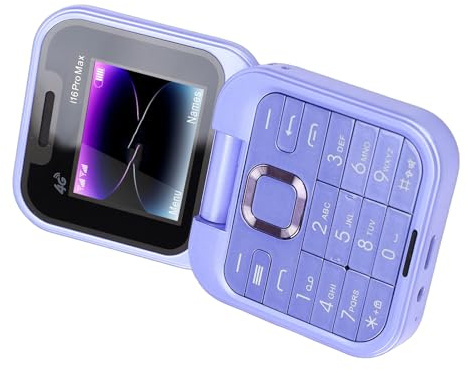 YUEHISY Téléphone à Clapet 4G débloqué pour Enfants âgés, Double SIM, Double Veille, avec écran 1,77, Haut-Parleur, Numérotation à Une Touche, MP3, Bluetooth, FM (Purple)