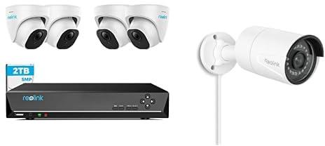 Reolink RLK8-520D4-5MP + 2× RLC-510A | 8CH 2TB HDD NVR with 6× 5MP PoE IP Dome Outdoor Cameras, Person/Vehicle Detection, 30m Night Vision for 24/7 Surveillance