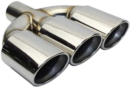 Curved Slant Exhaust Tip Rear Tailpipe For Civic FK8 Auto Muffler 3-hole Center Exhaust Tailpipe 304 Stainless Steel Universal