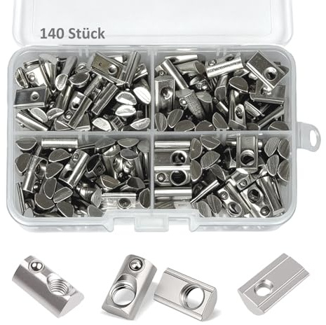 140 Stück Nutensteine Verschiedene Größen 20-Serie M3 M4 M5 M6 Nutenstein | Nutensteine Kohlenstoffstahl Gleitmutter mit Federkugel für Alu Profil 3D Drucker CNC Fräse DIY Projekte