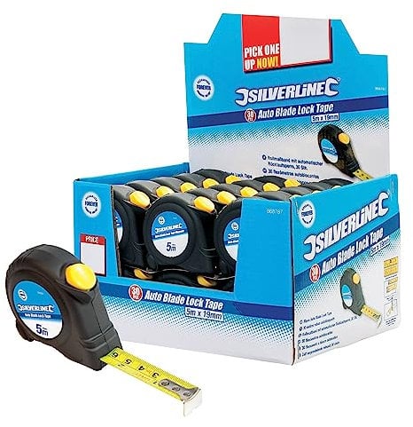 Silverline 868787 - Set di flessometri autobloccanti, 5 m x 19 mm, 30 pz.