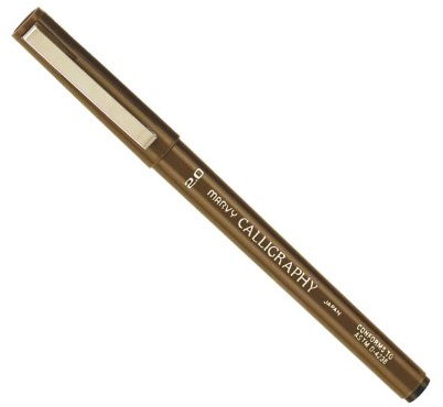 Marvy 6000 Calligraphy Pens sepia 2.0 mm fine, Sold individually