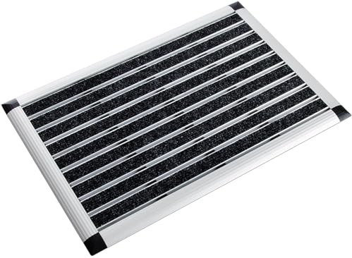 etm fussmatte aussen - 42 x 60 cm - schmutzfangmatte, aus Alu -Verschiedene Modelle - rostfrei & wetterfest - Haustür fussmatte innen (Elegant Mat)