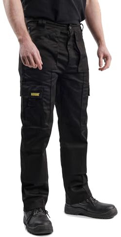 SITE KING Mens Multi Pocket Cargo Combat Work Trousers Size 28 to 52 with Knee Pad Pockets 32 Waist / 31 Black