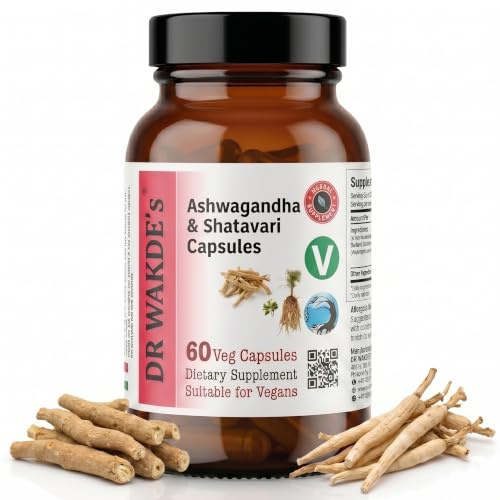 DR WAKDE'S Ashwagandha & Shatavari Capsules | 60 Veg Caps | Rejuvenating Herbs | Energy Support | Plant-Based Supplement | Vegan | All Natural