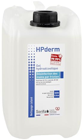 HPderm Gel hydroalcoolique pour la désinfection des mains - Bidon économique 5 Litres