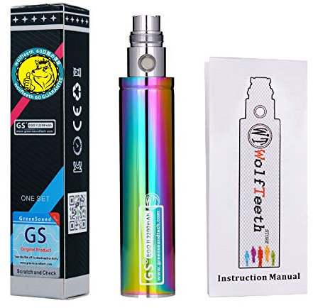 WOLFTEETH Genuine GS EGO II 2200mAh Huge Battery 510 E-Shisha E-Cigarette Lumia Edition (0ml Nicotine Free/Iridescence 1236)