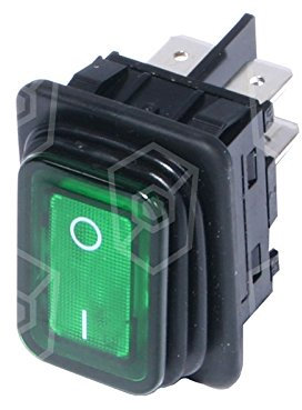 Bartscher Interrupteur à bascule vert pour friteuse lumineux 30 x 22 mm 2 NO 2 broches 250 V