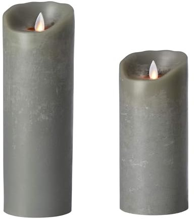 sompex LED Kerzen mit Timerfunktion und flackernder Flamme, grau ⌀ 8cm, Höhe wählbar 18cm, 23cm, Adventskranz, Weihnachtsdeko, LED Deko, LED Kerze einzeln (Höhe 18cm)