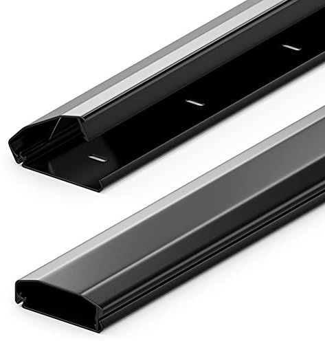 deleyCON Universal Kabelkanal Leitungskanal Innovativer Klappmechanismus Hochwertiges Aluminium Länge 50cm - Breite 6cm - Höhe 2cm - Schwarz