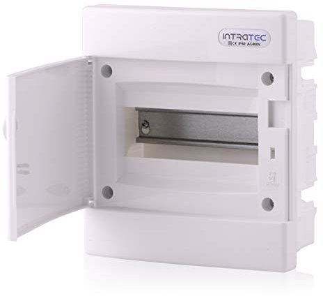 Intratec Sicherungskasten Unterputz IP40 – Verteilerkasten mit weißer Tür, 1-reihig, 8 Module, 232x211x99 mm, für Trockenräume