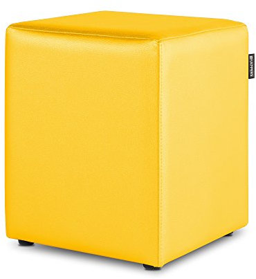 Happers Sitzwürfel aus Kunstleder Gelb. Sitzhocker und Fußstütze für das Wohnzimmer oder Schlafzimmer