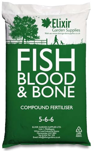 Elixir Gardens Bumper Crop Blood Fish & Bone Fertiliser | 500g-25kg Weights Available in Bags & Tubs | 25kg Polythene Bag | Treats over 350 sq.m