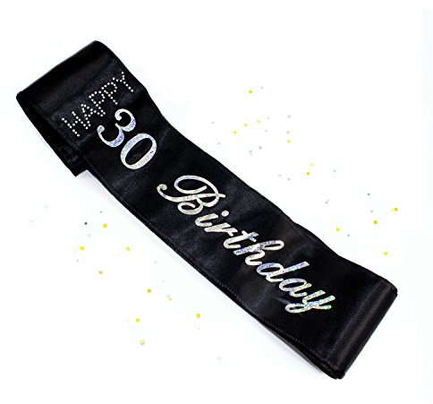 Oblique Unique® Schärpe 30. Geburtstag Happy Birthday (Schwarz)