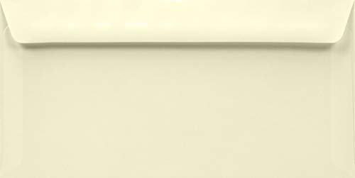 Netuno 500 Briefumschläge Elfenbein DIN Lang 11 x 22 cm 100g Lessebo Smooth Ivory Briefhüllen Creme haftklebend ohne Fenster lange Briefkuverts elegant für Hochzeit Geburtstag Taufe Kommunion