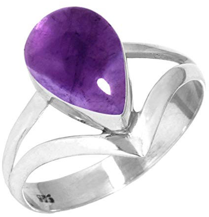 Jeweloporium Violett Natürlich Amethyst 925 Silber Ringe für Frauen mit Stein Cocktail Silber Ringe Größe 54(17.2) Muttertag Geschenk viktorianisch Schmuck
