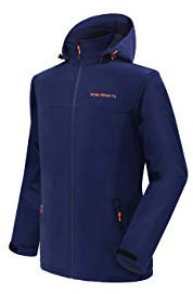Acme Projects Herren Softshell Jacke mit abnehmbarer Kapuze, wasserdicht, atmungsaktiv, 8000 mm / 5000 g, YKK-Reißverschluss (X-Large, Navy)