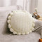 Nicole Knupfer Runde Boho Zierkissen, Dekokissen mit Pompoms getuftet, Gewebt Sitzkissen Zuhause Sofa Dekor 50cm (Weiß)