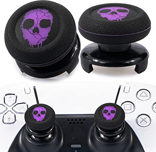 Playrealm FPS Thumbstick Extender & Printing Rubber Silicone Grip Cover 2 Sets for PS5 Dualsenese & PS4 Controller (Ghost Purple)