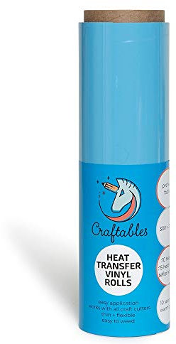 Craftables HTV Wärmeübertragungsfolie, Vinyl, 15 m, leicht zu lösen, für Silhouette Cameo, Cricut, Hitzepresse, alle Bastelarbeiten, Babyblau