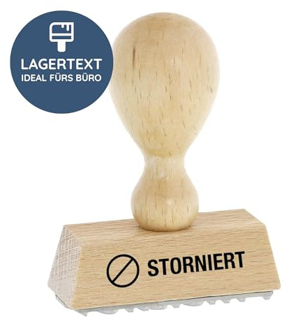 Stempel Storniert, Holzstempel 50x20 mm, Buchhaltungsstempel | Fertigtext ohne Wartezeit für stornierte Rechnungen und Aufträge – Stempelkissen separat erforderlich