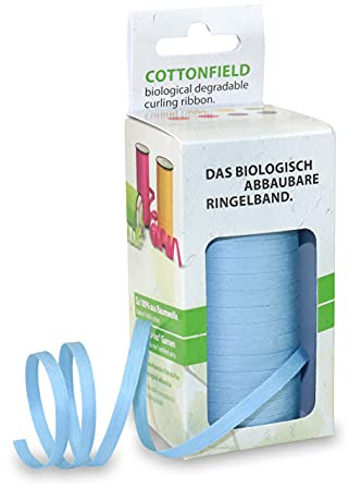 Prasent COTTONFIELD Kräuselband aus Baumwolle hellblau 100 m Länge, 5 mm Breite, 5 mm-100 m