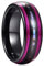 Corato Bague Noire pour Hommes en Tungstène avec Coquille D'ormeau avec Incrustation de Cordes de Guitare Violet Bague de Fiançailles de Mariage 8mm Taille 54.4(17.3)