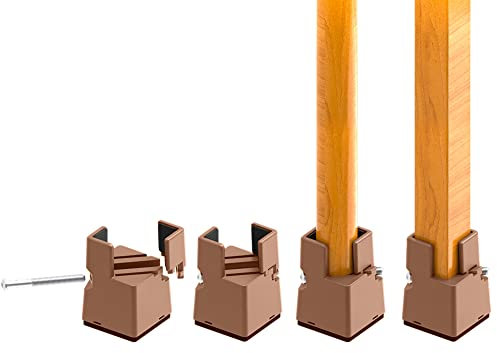 RCHYFEED Verstellbare Betterhöhung Möbelerhöhung 5 cm mit Schraubklemme, Betterhöher 2 Zoll Schwerlast Stuhlerhöhungen, 4 Stück Möbelerhöher für 0,8-1,6'' Breite Quadrat & Runde Stuhlbein, Braun