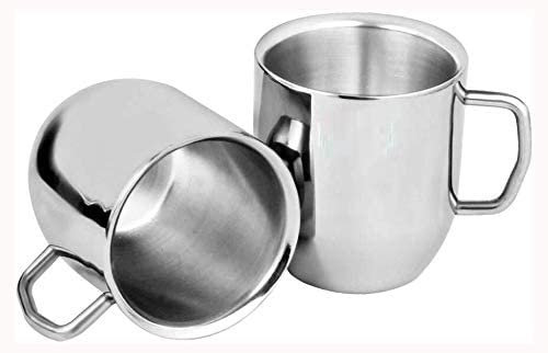 Nobel Set of 2 - Stainless Steel Insulated Double Walled Mugs - Hot Coffee, Tea, Ideal for Camping, Caravan, Out Door Parties